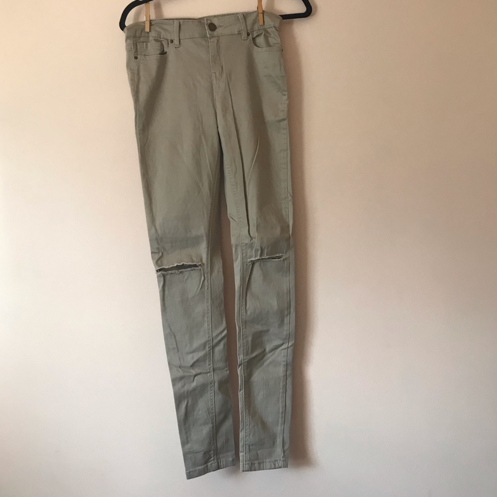 Beige High Rise Skinny Jean